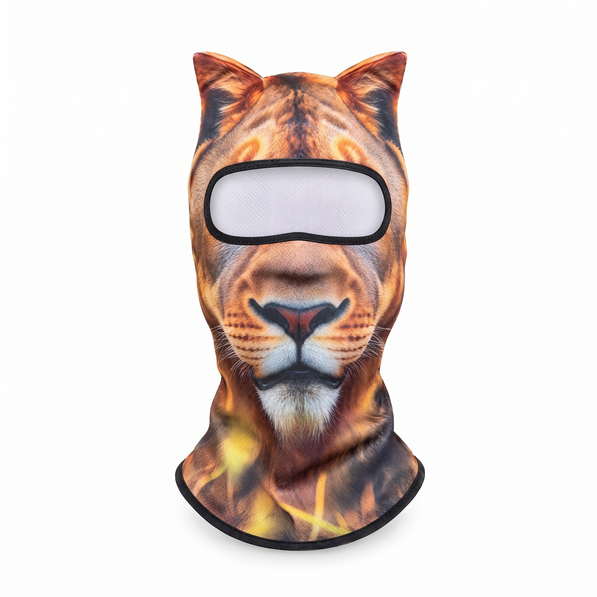MountainShred Lion ski mask - animal face balaclava worn under a helmet
