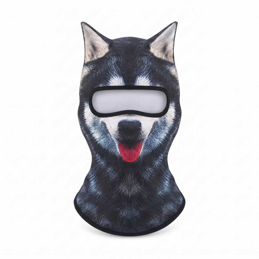 MountainShred Wolf ski mask - animal face balaclava worn under a helmet